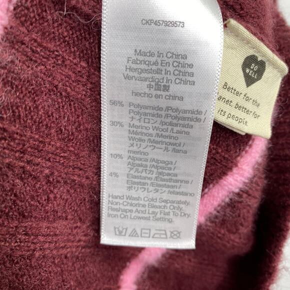 Madewell Burgundy Pink Striped Evercrest Turtleneck Sweater Women's Plus Size 1X - Picture 7 of 9